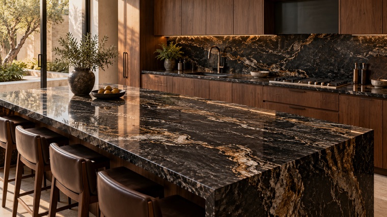 Black Cosmic granite island