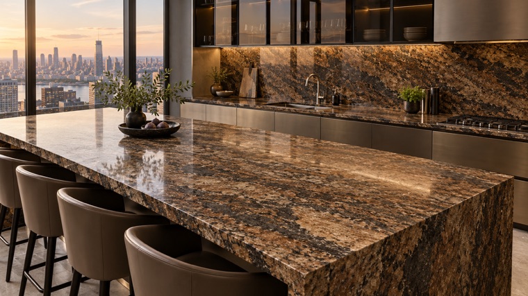 Brown Antique granite island