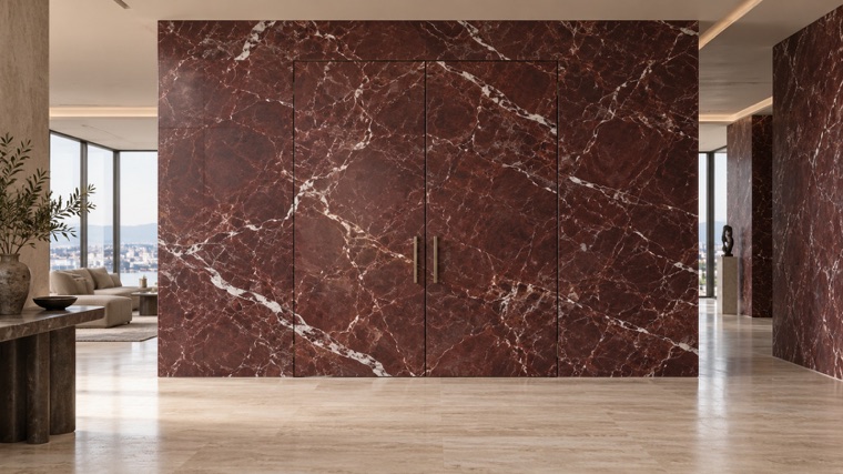 Rosso Levanto slab doors
