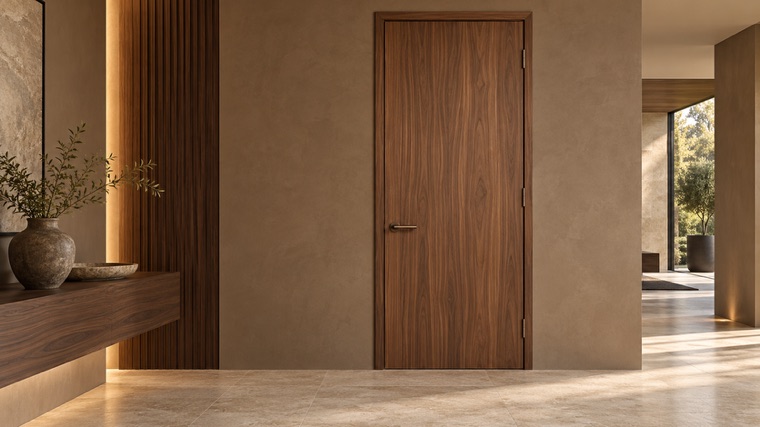 Flush walnut interior door