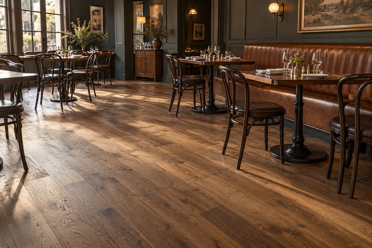 Antique oak dining room glow