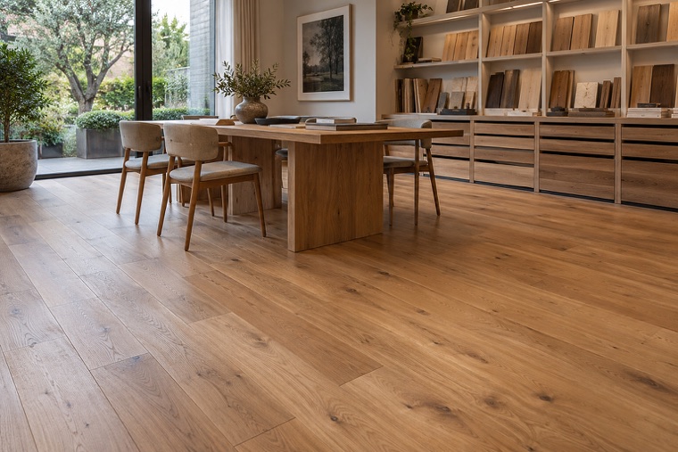 Boutique showroom with warm oak flooring