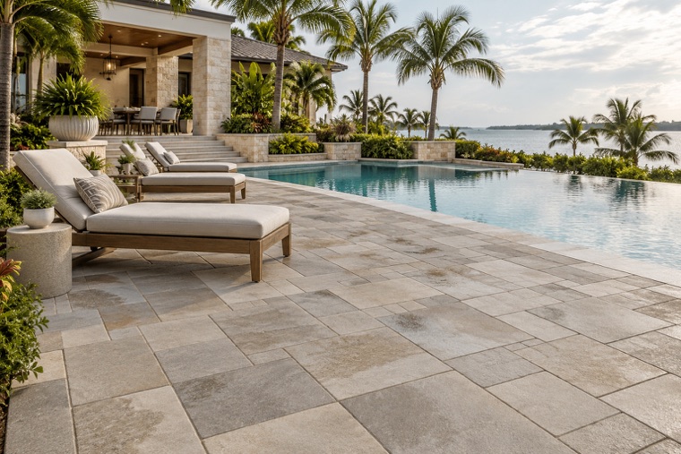 Resort Pool Terrace with Ashlar Pavers