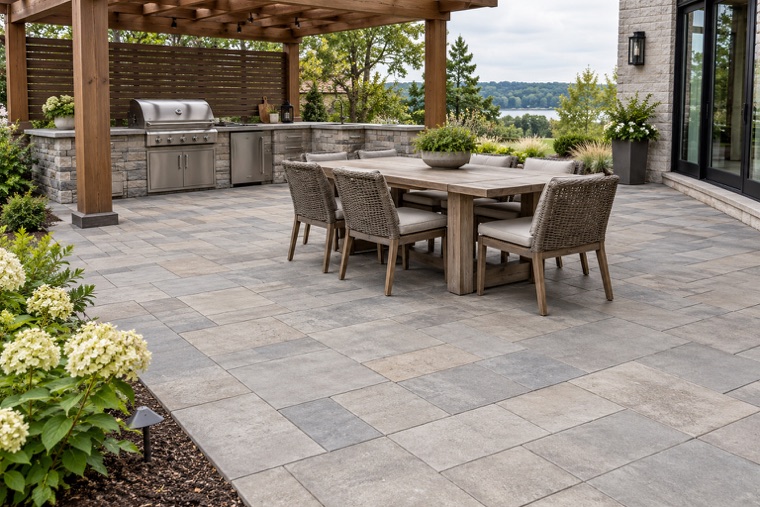 Pergola Patio with Architectural Concrete Pavers