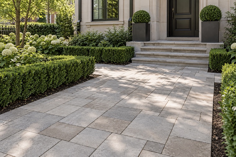 Ashlar Paver Walkway to a Townhouse