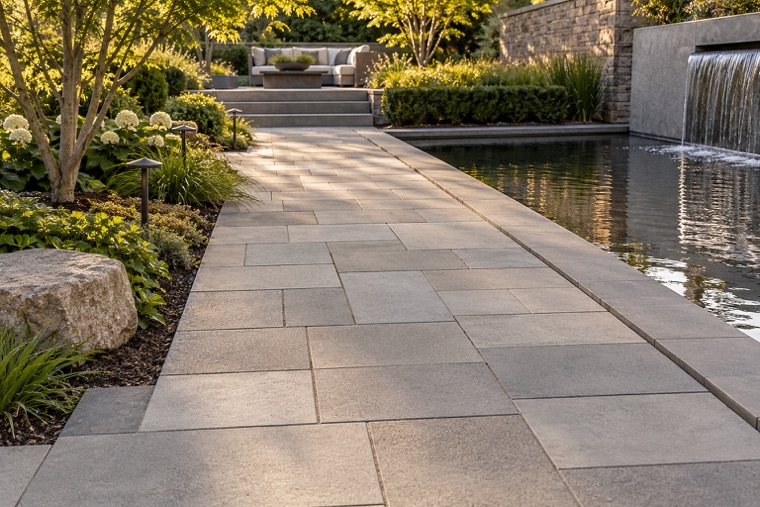 Ashlar Pavers Beside a Reflecting Basin