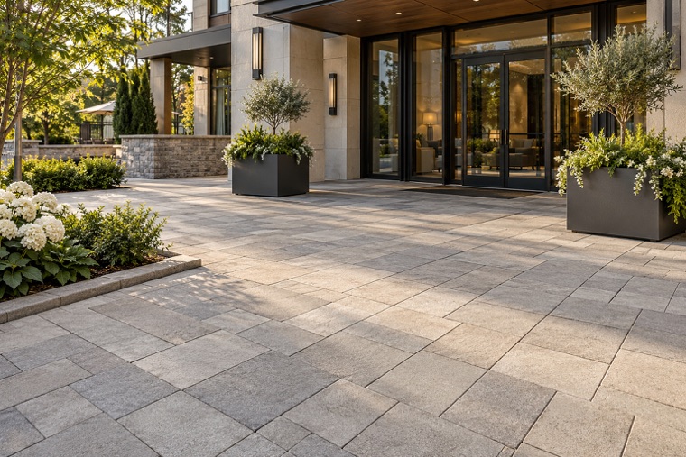 Ashlar Pavers at a Boutique Hotel Entrance