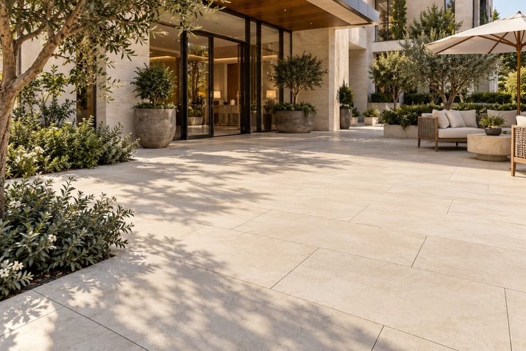 Boutique Hotel Forecourt with Ivory Pavers