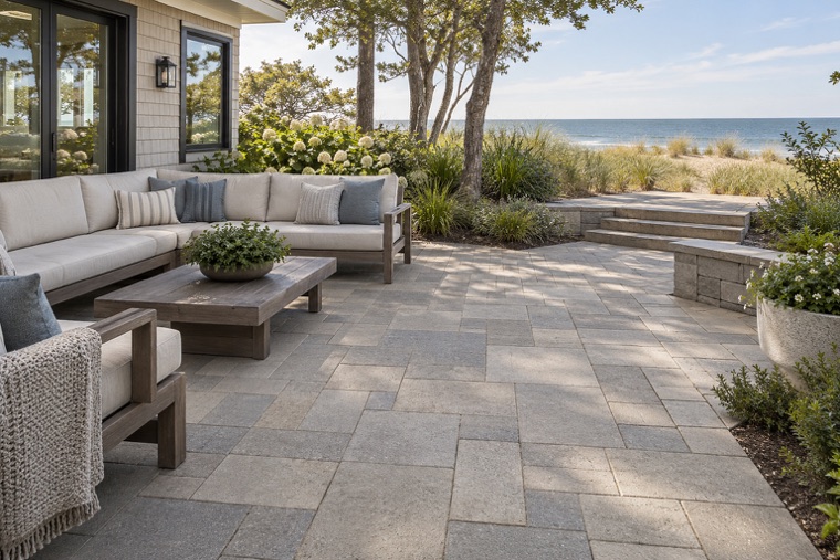 Coastal Patio with Dune Planting