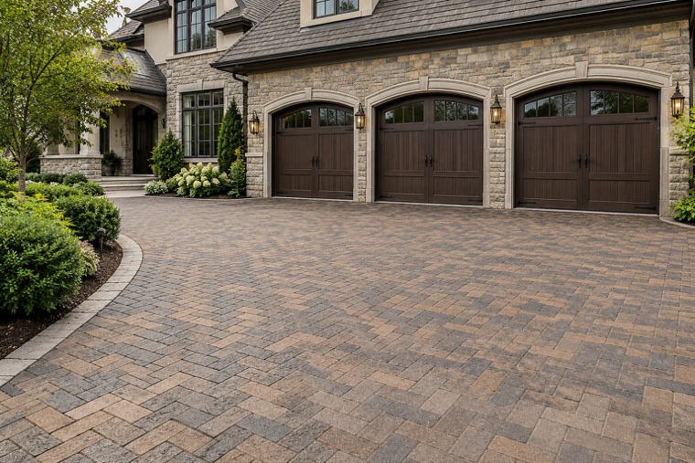 Herringbone Paver Driveway Home