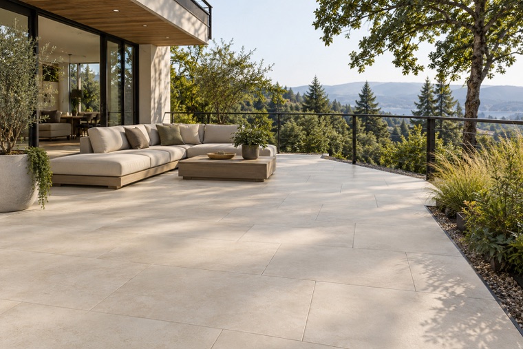 Ivory Paver Terrace Overlooking the Forest