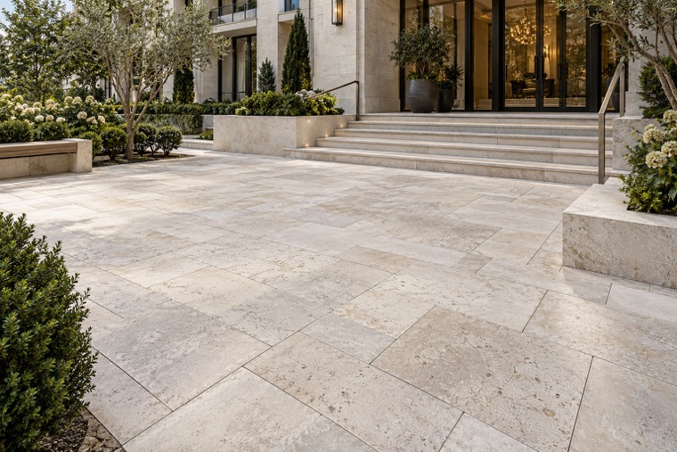 Luxury travertine entrance promenade