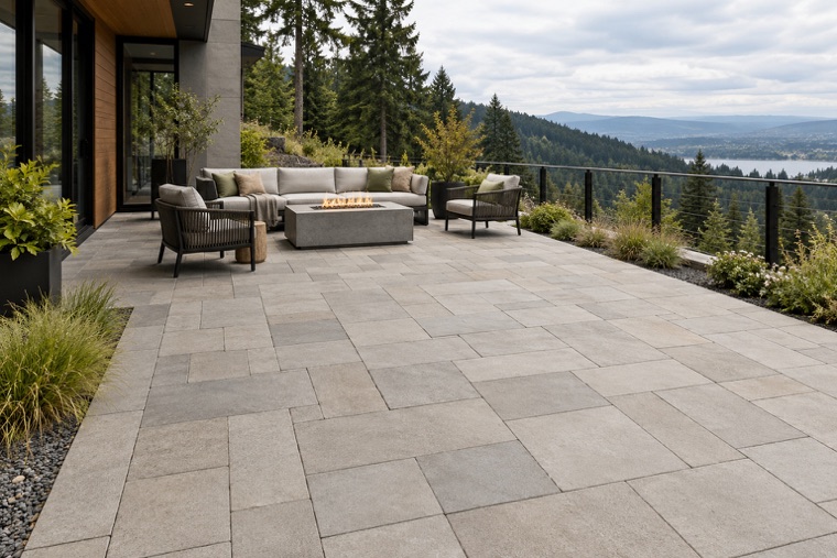 Modern Paver Terrace Above the Forest