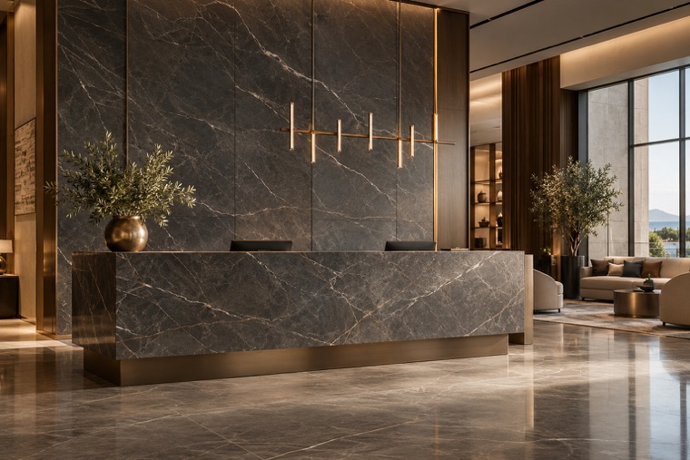 Porcelain slab interior