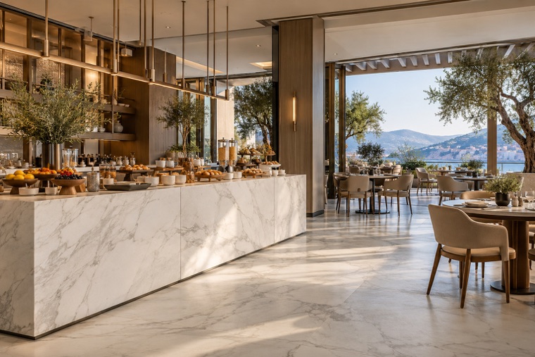 Porcelain slab interior