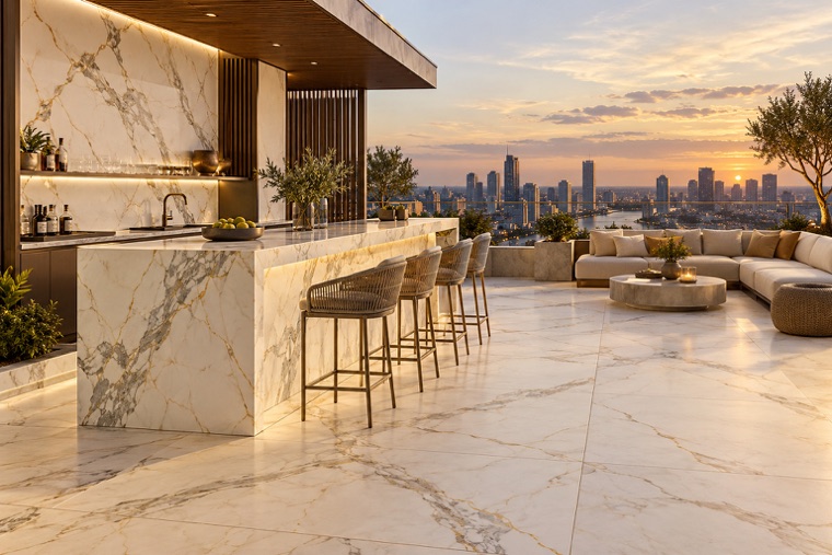 Porcelain slab interior
