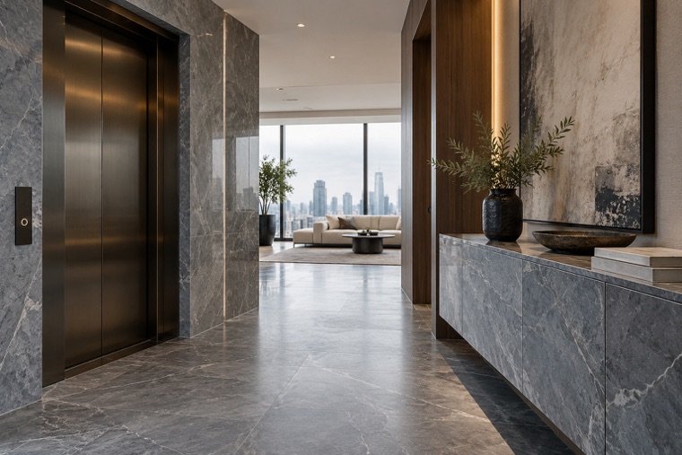 Porcelain slab interior