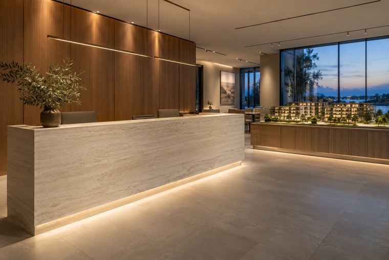 Porcelain slab interior