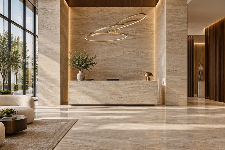 Porcelain slab interior