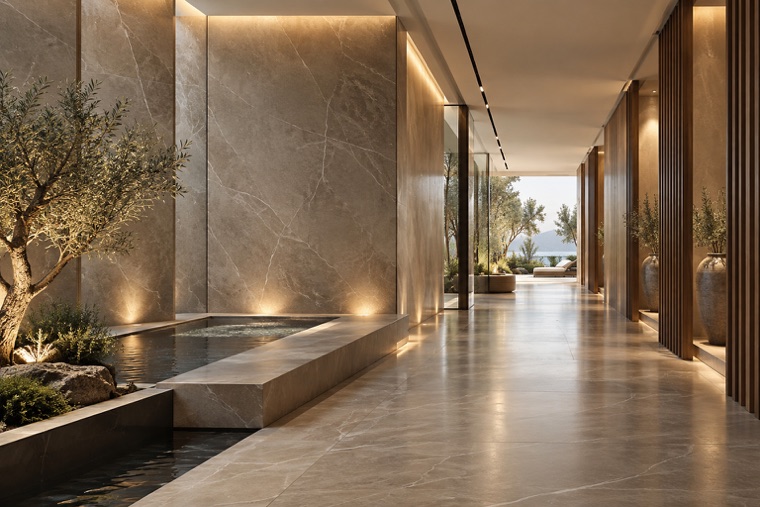 Porcelain slab interior