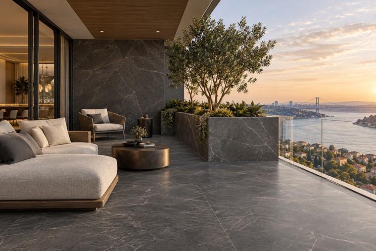 Porcelain slab interior