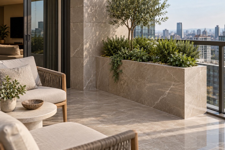 Porcelain slab interior