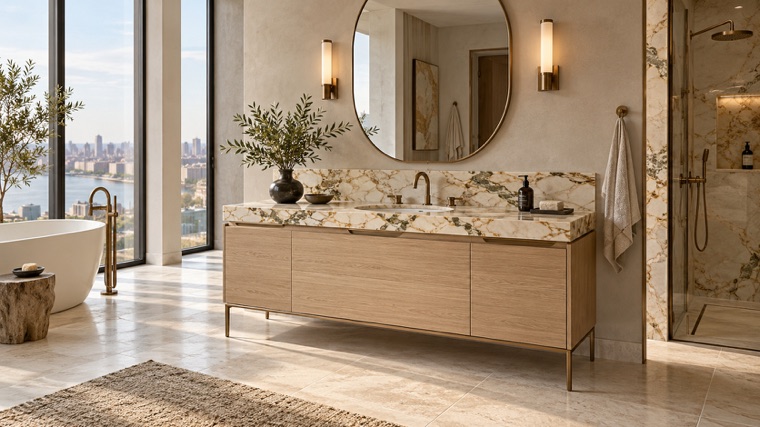 Light oak vanity