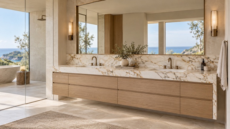 Light oak vanity