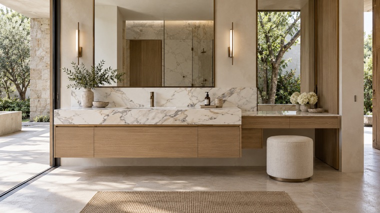 Light oak vanity