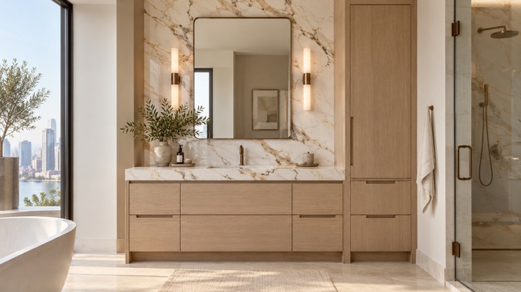 Light oak vanity