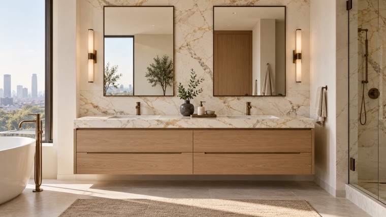 Light oak vanity
