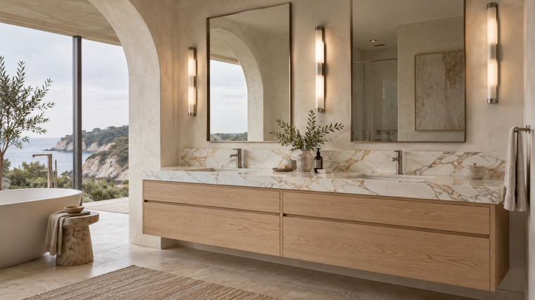 Light oak vanity