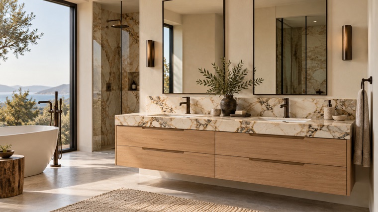 Light oak vanity