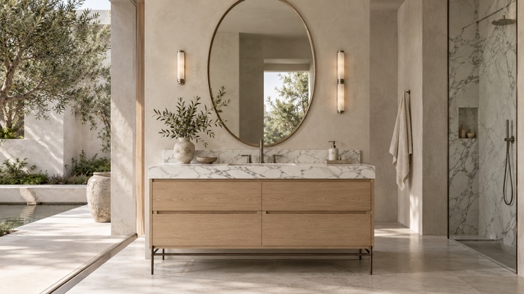 Light oak vanity