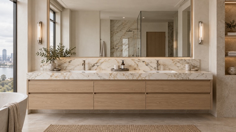 Light oak vanity