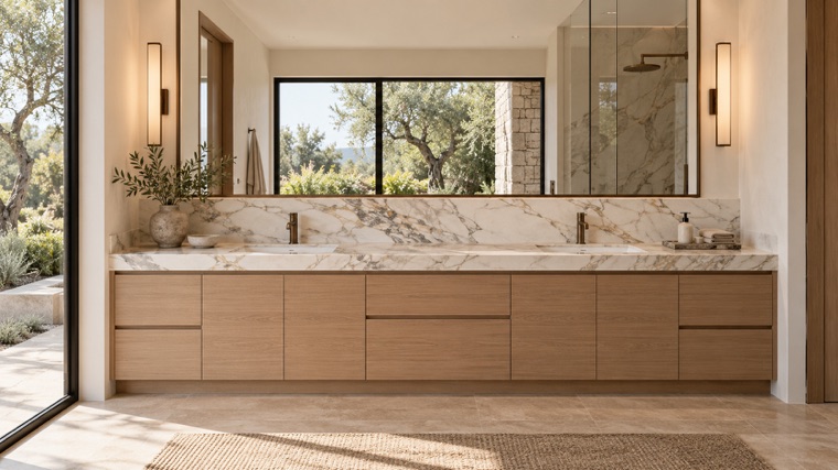 Light oak vanity