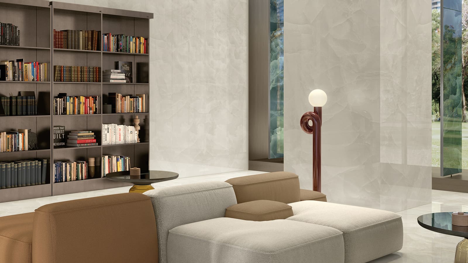 Wall cladding in large porcelain panels